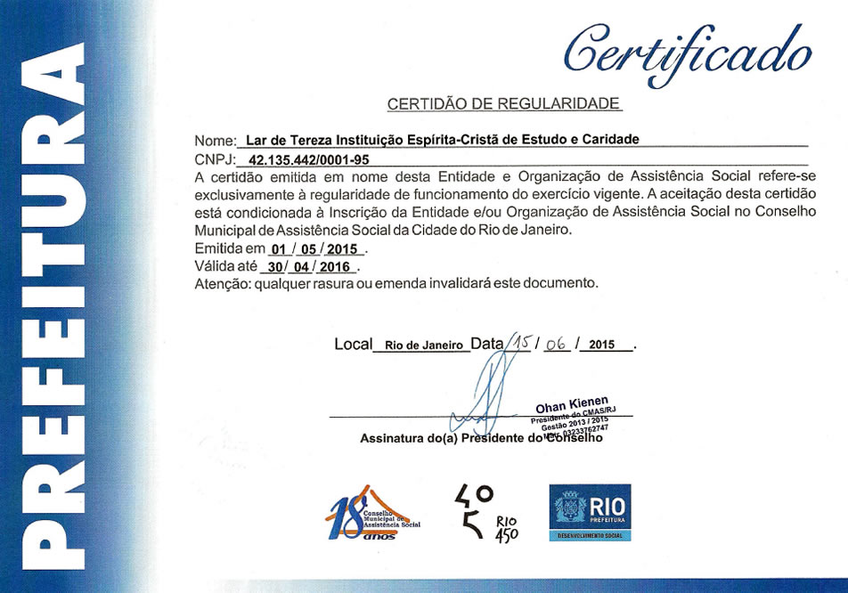 certificado do CMAS